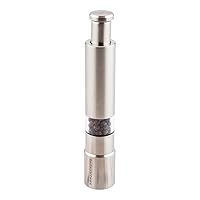 Restaurantware Met Lux Salt Or Pepper Mill 1 Push Top Salt Or Pepper Grinder Refillable One-Hand Operation Stainless Steel Salt Or Pepper Shaker For Ground Pepper Himalayan Or Sea Salt