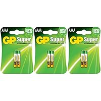 GP AAAA 6 Pack Super Fresh Super Alkaline 1.5V Batteries LR61 MN2500 EN96 3x2