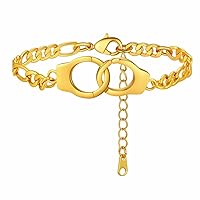 FindChic Handcuff Ankle Bracelets for Women Stainless Steel/18K Gold Plated Ankle Chain Punk Jewelry