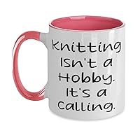 Knitting Isn't a Hobby. It's a Calling. Two Tone 11oz Mug, Knitting Present From Friends, Unique Cup For Friends, Hobbies for men, Hobbies for women, Gift ideas for men, Gift ideas for women, Unique