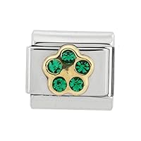 Sabrina Silver Stainless Steel 18k Gold Birthstones Charms for Italian Charm Bracelets 5 Stone 9mm