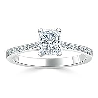 Real Gold 1ct Radiant Moissanite Engagement Ring for Women Halo Wedding Rings Solitaire Promise Rings Custom