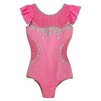 LIUHUO Rhythmic Gymnastics Leotards Pink Sleeveless Flash Drill Competition Performance Clothes