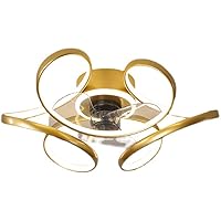 LED Bedroom Invisible Fan Modern Ceiling Fan with Light Home Ceiling Flush Mount Ceiling Fan with Remote Control for Office Living Room Children's Room