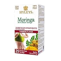 Hyleys Moringa Oleifera and Green Tea with Natural Turmeric Flavor - 25 Tea Bags (Miracle Tree Tea)