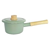 Fuji Enamel Single Handed Pot, Milk Pan, 5.5 inches (14 cm), Induction Compatible, Cotton Series, Vintage Green