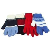 Set of Four Pairs of Multicolor Stripped Magic Gloves for Adult Women