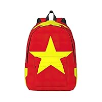 Vietnamese Flag Print Laptop Backpack For Women Travel Canvas Bookbag For Men Outdoor Fashion Casual Daypack