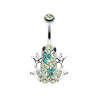 WildKlass Jewelry Amazon Frog Multi-Gem 316L Surgical Steel Belly Button Ring