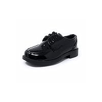 Auston Kids Black Square Toe Lace Up Tuxedo Shoes