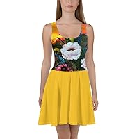 Skater Dress with JunglePixie Yellow Sunrise Bouquet Print