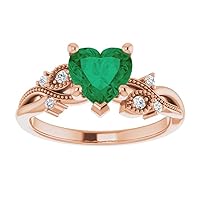 Twig Leaf 1 CT Heart Shape Emerald Engagement Ring 14K Gold, Woodland Emerald Ring, Branch Green Emerald Wedding Ring, May Birthstone Bridal Ring, Anniversary Ring, Perfact for Gifts