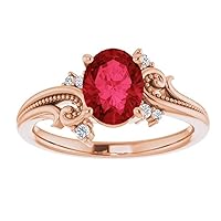 Vintage Floral 3 CT Oval Cut Genuine Ruby Engagement Ring 925 Silver/10K/14K/18K Solid Gold Filigree Red Ruby Ring Art Nouveau Genuine Ruby Ring July Birthstone