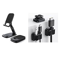 Lamicall 3 in 1 Cord Spring Clip Holder & Foldable Phone Stand for Desk