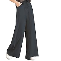 SNKSDGM Womens Wide Leg Cotton Linen Pants Summer Casual High Waisted Palazzo Pant Loose Fit Solid Color Trousers with Pocket