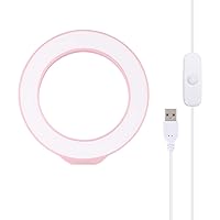 Mini Selfie LED Ring Light, PULUZ 4.7 inch 12cm USB White Light LED Ring Vlogging Photography Video Lights for Self Broadcasting/Remote Working/YouTube/TikTok Video/Live Streaming (Pink)