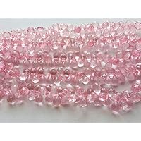 1 Strand Natural Crystal Quartz, Coated Crystal Bead, Micro Faceted Tear Drop Briolette, Rose Pink Color, 7x11mm 8 Inch Long Long Code-HIGH-19382