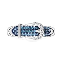 Shop LC Blue White Diamond 925 Sterling Silver Platinum Plated Buckle Ring for Women Jewelry Size 7 Ct 0.25 Mothers Day Gifts for Mom