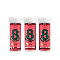 8Greens Daily Greens Skin Effervescent Tablets - for Healthy Skin, Hair, and Nails, Greens Powder, Made with Marine Collagen & Biotin, Vitamin C, Apple Flavor, Pack of 3