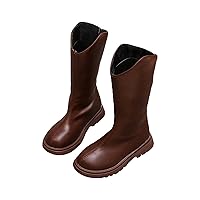 Winter Girls' Ankle Boots Mid Leg Solid Color Zipper Classic Everything For 3 To 12 Years Children's Rain Boots Girls