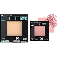 Maybelline Fit Me Matte + Poreless Pressed Face Powder Makeup & Setting Powder, Classic Ivory, 1 Count & Fit Me Blush, Lightweight, Smooth, Blendable