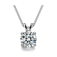 0.64 ct Ladies Round Cut Diamond Solitaire Pendant in 14 kt. With 16” Chain In 14 Karat White Gold