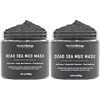 New York Biology Dead Sea Mud Mask Infused with Tea Tree with Dead Sea Mud Mask Infused with Eucalyptus - Spa Quality Pore Reducer for Acne, Blackheads and Oily Skin - 8.8 oz