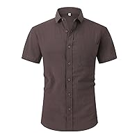 HOTIAN Men's Cotton Linen Shirt Summer Beach Shirts Casual Button Down Linen Shirts Long Sleeve/Short Sleeve