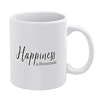 Motivational Quote Coffee Mug 15 Ounce,Happiness is Homemade Funny White Ceramic Coffee Mug Novelty Coffee Cup Birthday Valentine Gifts for Girlfriend Boyfriend Wife Husband