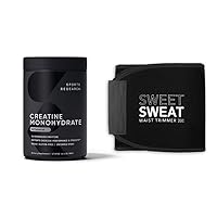 Sports Research Creatine Monohydrate and Sweet Sweat Xtra Coverage Waist Trimmer (Medium)
