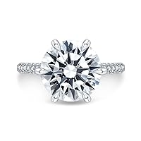 Riya Gems 4 CT Round Moissanite Engagement Ring Wedding Bridal Ring Set Solitaire Accent Halo Style 10K 14K 18K Solid Gold Sterling Silver Anniversary Promise Ring Gift for Her