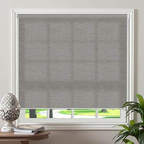 PASSENGER PIGEON Cordless Window Roller Shades, Light FilteringTextured Fabric Custom Window Roller Shades Blinds, 51" W x 60" L, Grey