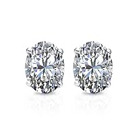 Mois 4 CT Oval Colorless Moissanite Engagement Earring, Wedding/Bridal Ring Set, Solitaire Halo Style, Solid Gold Silver Vintage Antique Anniversary Promise Earring Gift for Her