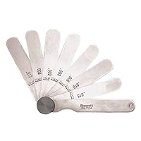 Starrett Tempered Steel Thickness Gage with Straight Leaves, Locking Device, Rugged and Substanial Steel Case - 0.0015