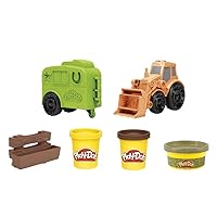 Play-Doh Wheels Tractor Farm Truck Toy for Kids 3 Years and Up with Horse Trailer Mold and 3 Cans of Non-Toxic Modeling Compound