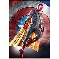Paul Bettany 8 inch x 10 inch Photograph A Knight's Tale A Beautiful Mind The Avengers Floating in Mid-Air Against Captain America's Shield kn