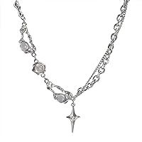 Y2k Irregular Necklace Star Pendant Zircon Moonlight Stone Fashion Collar Chain Design Spicy Silver Jewelry Girl Women