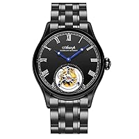 Guanqin Aesop Watch Analogue Manual Winding Mechanical Watch Men's Stainless Steel and Leather Sapphire Male Skeleton Tourbillon Watch Waterproof