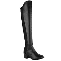 Fashion Thirsty Womens Over The Knee Thigh High Stretch Boots Ladies Pull On Low Mid Heel Comfort Winter Casual Lightweight Gusset Riding Boot Shoes
