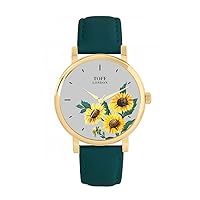 Yellow Sunflower Flower Watch Ladies 38mm Case 3atm Water Resistant Custom Designed Quartz Movement Luxury Fashionable