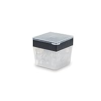W&P Mini Ice Box Silicone Ice Cube Tray with Lid & Bin, Holds 48 Cubes, Easy Release, Space-Saving Stackable Design, Dishwasher Safe, Charcoal