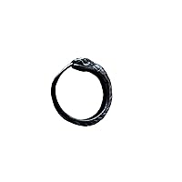Ouroboros earring for men sterling silver white or black 0.5 inch (10/12/14 mm) Handcrafted men earring FREE SHIPPING