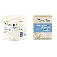 Aveeno Eczema Therapy Nighttime Itch Relief Balm, Colloidal Oatmeal & Ceramide Soothes Itchy, Eczema-Prone Skin, 11 oz & Soothing Bath Treatment & Relief of Dry, Itchy, Irritated Skin Due 8 ct.