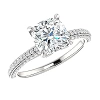 1.80 Carat Cushion Moissanite Engagement Ring Wedding Eternity Band Vintage Solitaire Halo Setting Silver Jewelry Anniversary Promise Vintage Ring Gift for Her