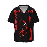 Adam and The Ants Mens Fashion Hawaiian T Shirt Funny Button Down Clothes Short Sleeve Tops