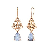7x5 MM Pear Rainbow Gemstone 925 Sterling Silver Filigree Dangle Drop Wire Earring Women Jewelry