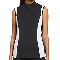Callaway Women's Color Block Snap Front Sleeveless Golf Polo Shirt with Mesh Top Detail