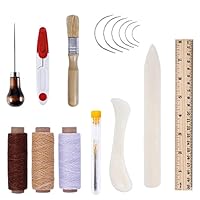 onsore Professional Leather Craft Tools Kit Hand Sewing Wax Thread, Curved Needle, Scissors,Leathercraft Accessories