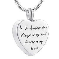 misyou Grandma Cremation Jewelry On Electrocardiogram Always in My Heart Memorial Necklace Ashes Keepsake Pendant