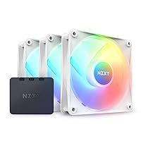 NZXT F120 RGB Core Triple Pack - 3 x 120mm Hub-Mounted RGB Fans with RGB Controller - 8 Individually-Addressable LEDs - Semi-Translucent Blades - High Static Pressure & Airflow - CAM Software - White